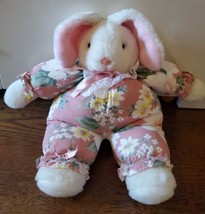 Vintage  Easter-Pets Rabbit Bunny White Pink Floral Dress 16”. Bean bottom - £18.11 GBP