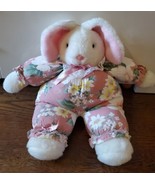 Vintage  Easter-Pets Rabbit Bunny White Pink Floral Dress 16”. Bean bottom - $22.66