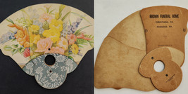 vintage BROWN FUNERAL HOME christiana paradise pa pa HAND FAN ad cardboard - £38.26 GBP