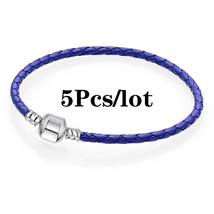 BAOPON 5Pcs/Lot Classic 10 Colors Line Leather String Charm Bracelet Fits DIY Ro - £16.45 GBP