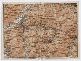 1905 Original Antique Map Of Vicinity Of Schanfigg Chur Davos / Switzerland - £16.18 GBP