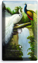 Peacock Birds White Colorful Feathers Phone Telephone Wallplate Cover Room Decor - £9.68 GBP