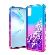 For Samsung S20 Plus 6.7&quot; Two Tone Quicksand Glitter Case BLUE/HOT PINK - £4.60 GBP