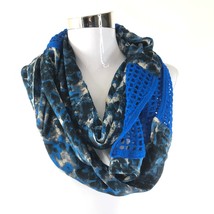 Deena &amp; Ozzy Womens Infinity Scarf Crochet Watercolor Blue Beige 33x19.5 - £7.75 GBP