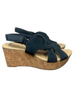 Clarks Rose Erin Womens Navy Blue Nubuck Leather Wedge Strappy Sandals S... - $963.96 MXN