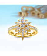 18K 925 Sterling Silver 0.1CT Center Moissanite 10-Pointed Star Ring (Si... - €107,03 EUR