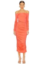 L&#39;Agence Kamali Ruched Off-Shoulder Dress Sz L Neon Orange - £171.41 GBP