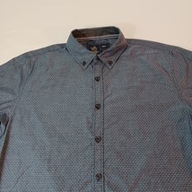 Rugby University Men's Gray Cotton Blend Geometric Print Button Down Shirt Sz M image 5