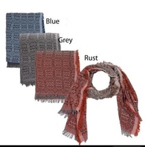 Lot of Six India style Long Scarves Wrap Shawl Tassel Soft 2Blue/2Grey/2Rust New - £14.23 GBP