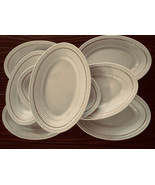 Rego Porcelain Oval Plates Platters 8PC Ribbed w Gold Trim 7.5&#39; X 5&quot; kOREA - £30.90 GBP