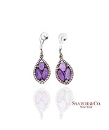 18k (750) White Gold Natural Amethyst and Diamond Earring - $942.48