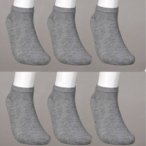 6 Pairs Ankle Socks Mens Womens Low Cut Crew Sports Shoe Size 10-13 Grey - $17.99