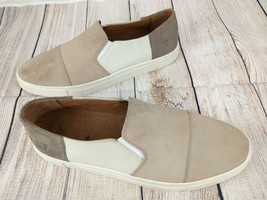 Frye Women&#39;s White Tan Gemma Cap Toe Slip Suede Sneaker Shoes 8 M - £39.56 GBP