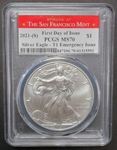 2021(S) $1 Silver Eagle -T1 Emergency Issue PCGS MS 70 FDOI - £234.67 GBP
