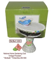 National Home Gardening Club Vintage Porcelain &quot; Birdbath &quot; Trinket Box ... - $49.95