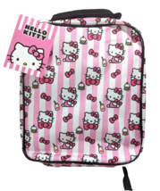 Sanrio Hello Kitty Lunch Bag School Tote Insulated Pink Stripes Bows Cup... - $392.98 MXN
