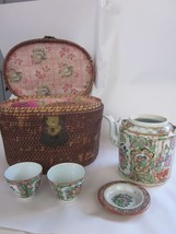 Chinese Export Rose Medallion Porcelain Tea set in fitted basket - £38.31 GBP