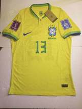 Dani Alves Brazil 2022 World Cup Qatar Match Slim Yellow Home Soccer Jersey - £86.49 GBP