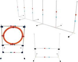 Dog Agility Beginner Set- Hoop Jump, Weave Poles, And Bar Jump - $76.99