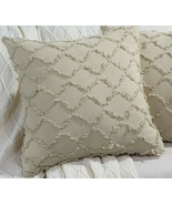 Aivanart Boho Throw Pillow Covers 18x18 Set of 2 Khaki Cotton Linen Tass... - £13.25 GBP