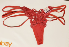 Rue 21 Women&#39;s T-Back Thongs Red Size X-LARGE Butterfly Front Triple Strap New - £8.94 GBP