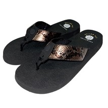 Yellow Box Flip Flops Bronze Faux Snake Embossed Comfort Mellow Mat Sandal Nador - £29.14 GBP