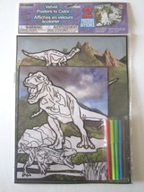 FurryArt Dinosaur Velvet Posters X2 10x13 &amp; 8x10 With 5 Markers &amp;Color M... - $5.94
