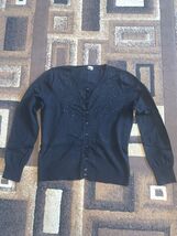 George Womens Sz XL Black Solid Long Sleeve Button Down Cardigan - $14.85
