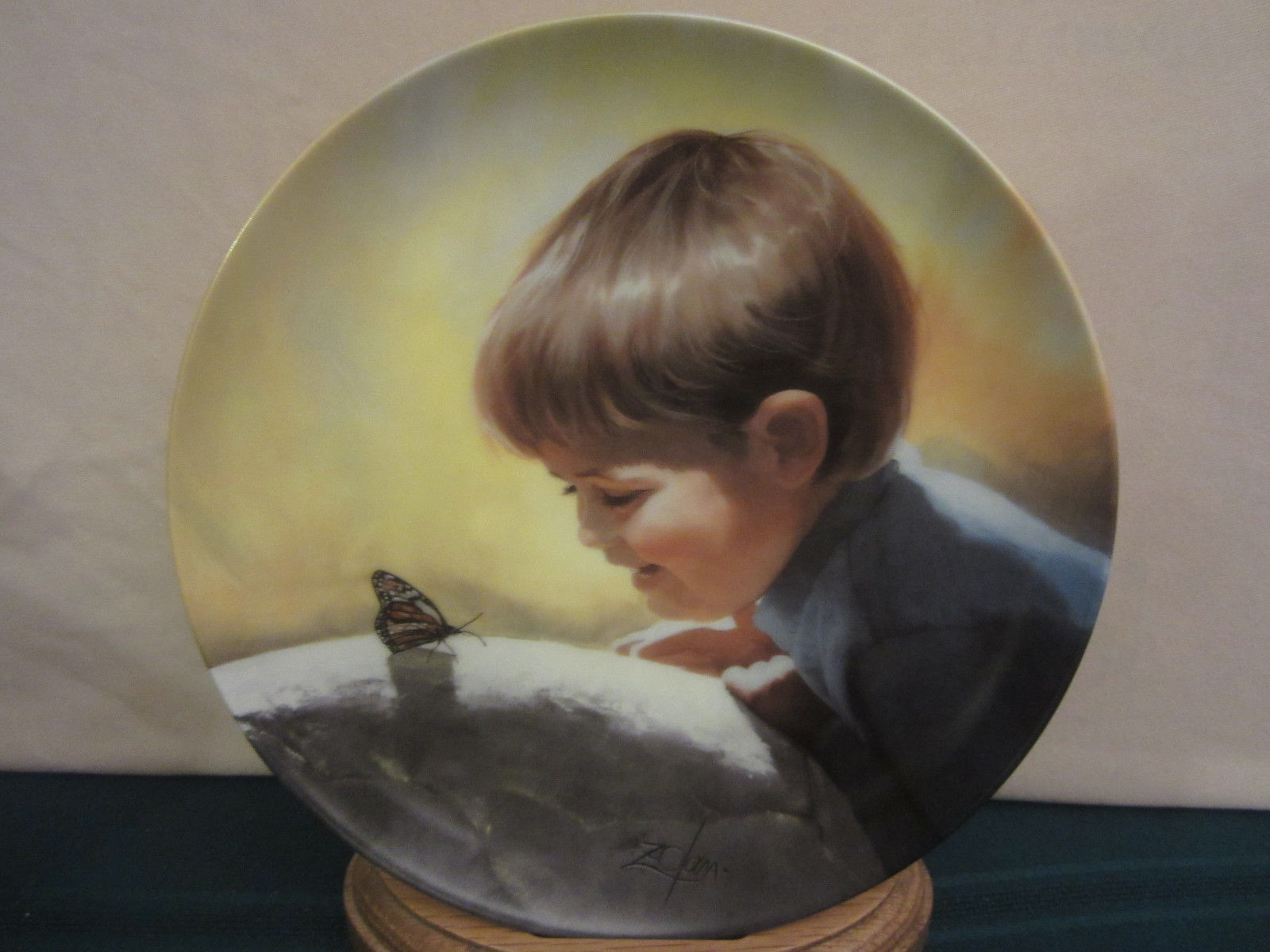 SUNNY SURPRISE collector plate DONALD ZOLAN Special Moments 2 CHILDREN butterfly - $28.00