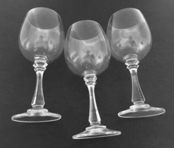 Stemmed Wine Glasses Six Sided Decorative Stems 16 Ounces Lot of Three - £17.03 GBP