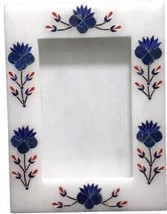 8&quot;x6&quot; White Marble Photo Frame Semi Precious Stone Inlay Floral Art Wedding Gift - £202.24 GBP
