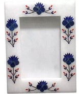 8&quot;x6&quot; White Marble Photo Frame Semi Precious Stone Inlay Floral Art Wedd... - £198.67 GBP