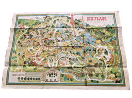 Six Flags Over Texas Map Poster Artwork 1970s 1972 Dallas Fort Worth 20&quot;... - $55.85