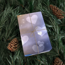 Gold, White and Blue, with White Hearts Gift Wrap Paper, Eco-Friendly - $14.99