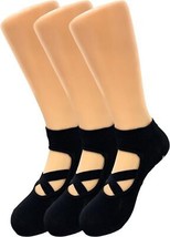 3 Pairs Women’s Grip Yoga Socks with Straps Non Slip for Pilates Barre S... - £9.74 GBP