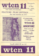 Wtcn 11 FEBRUARY-MARCH 1963 Tv Schedule - Sea Hunt, One Step Beyond, Movies, Etc - $99.99