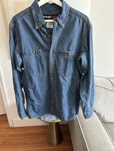Wrangler Riggs Workwear Denim Shirt Mens  Blue Western Utility Cowboy Ro... - $22.00