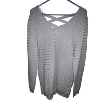 Love Ellie Women’s XL Mia Cross Cross Back Detail Sweater Gray V-Neck Ri... - $12.03