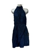 Lulu’s Chic Demeanor Blue Floral Jacquard Halter Mini Dress Size XL  - £27.05 GBP