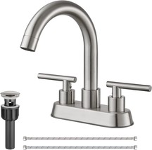 Bathroom Sus304 4 Inch Centerset Sink Faucet Brushed Nickel Double Handles - $46.99