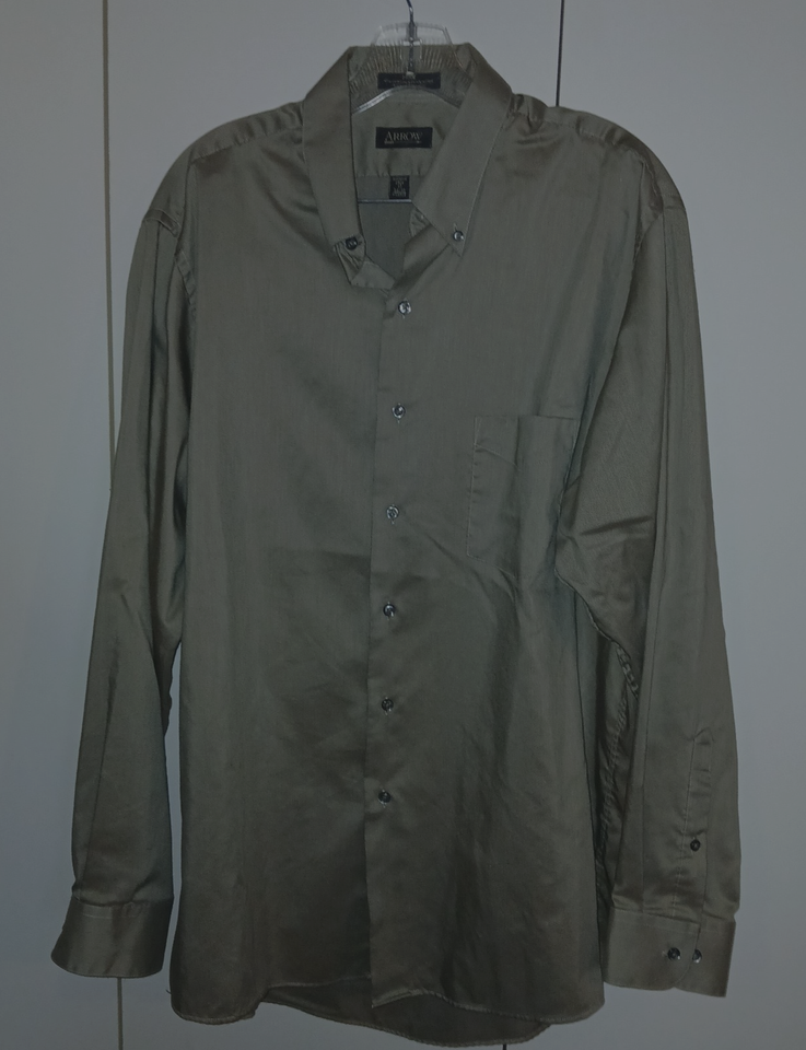 ARROW PIQUE MEN&#39;S LS COTTON/POLYESTER BROWN SPECKED DRESS SHIRT-17-34/35... - £12.04 GBP