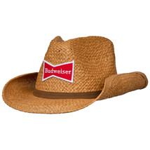 Budweiser Straw Cowboy Hat With Brown Band Brown - £35.57 GBP