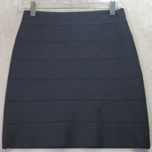 bebe A Line Skirt Women Size Medium Black Rayon Dark Wash Elastic Waist Back Zip - £22.09 GBP