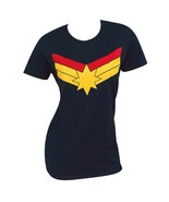 Captain Marvel Symbol Women&#39;s Standard T-shirt Navy - £16.72 GBP