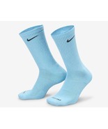 2 PAIR NIKE EVERYDAY PLUS Performance Crew DRI-FIT Socks BLUE MENS SIZE ... - $21.86