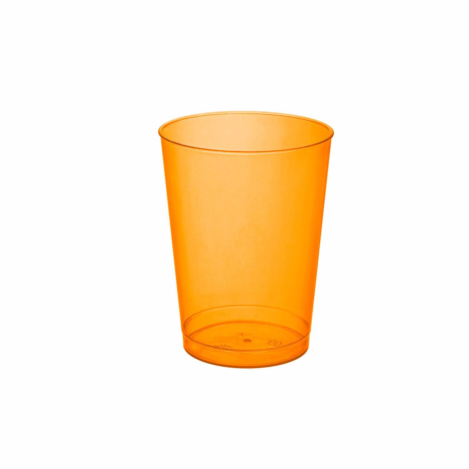 Party Essentials Hard Plastic 10-Ounce Party Cups and Tall Tumblers, Neon Orange