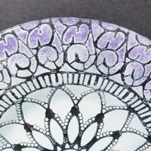 Vintage Purple &amp; White Floral Design 6.75&quot; Art Glass Bread Plate - £12.68 GBP
