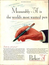 1946~Parker 51~WORLDS MOST WANTED~Fountain Pen~Vintage 40s Print Ad f1 - £19.24 GBP