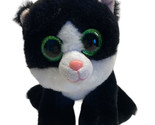 Cat Ty VelveTy AVA Tuxedo Cat Plush Black White Green Glitter Eyes 6 in ... - £12.79 GBP