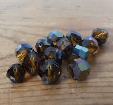 Lot of 13 Brown Multi Faceted Light Catching Czech Glass Beads Jewelry Crafts - £11.95 GBP
